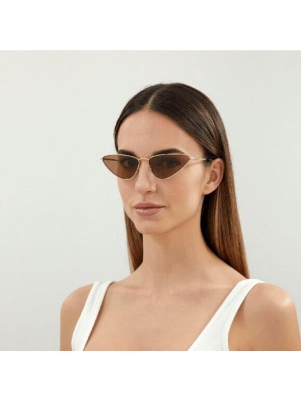 Saint Laurent SL487 003 Cat Eye Sunglasses - Gold/Brown - Picture 4 of 10